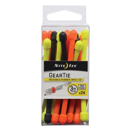 Nite Ize 3 in. L Assorted Reusable Tie Strap 24 pk GTPP3-A1-R8